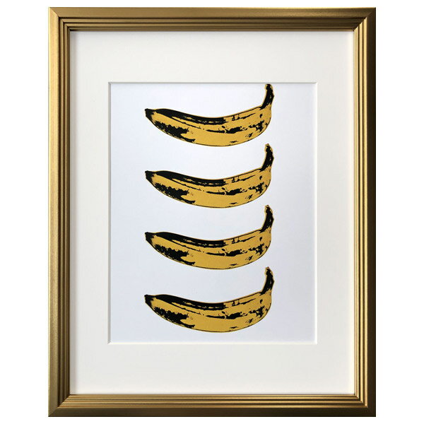 アートパネル アンディ・ウォーホル Andy Warhol banana,1966×4 バナナ アメリカ ロス LA ポップアート アートフレーム アートポスター おしゃれ 絵画 額入り フレーム付き 芸術 インテリア 天然木 店舗 カフェ キッズルーム 待合室 30.7×38.3cm