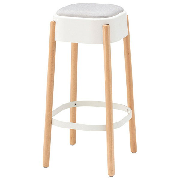スツール ハイタイプ ホワイト 天然木×ナイロン ハイスツール 椅子 イス チェア チェアー ダイニング リビング 補助椅子 ナチュラル/北欧/カントリー/ガーリー/フェミニン 幅38.5cm おしゃれ かわいい