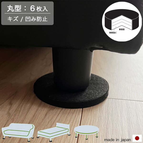 【楽天1位受賞】 保護シート 6枚セット 円形 丸型 ソファーシート 養生パット フェルト キズ防止 凹み防止 畳 床 絨毯 フローリング 保護 移動 ソファ 約10cm円形 ノンペコ 日本製 国産品 特許取得済