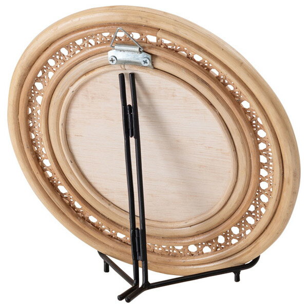 ラタン ミラー 鏡 かがみ スタンドミラー 卓上ミラー 籐 丸型 円形 幅27cm 奥行10cm 高さ24cm エスニック/アジアン/多国籍/ナチュラル/韓国インテリア シンプル デザイン 直径14cm おしゃれ かわいい [3]