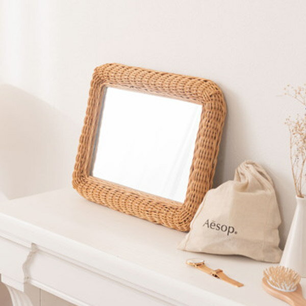 ラタンミラー鏡かがみ壁掛けミラーウ...