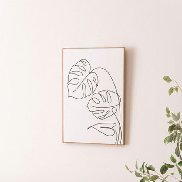 Rakuten - アートパネル 40×60cm モンステラ 植物 ボタニカル 壁面装飾 ディスプレイ デザインボード アートボード 金具付き 壁掛け 立て掛け インテリア リビング/玄関/オフィス/ショップ/カフェ/サロン シンプル