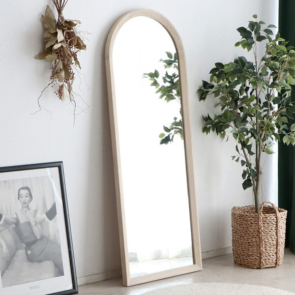 ミラー ホワイト 全身 姿見 全身鏡 壁立てかけ シンプル/北欧/カントリー/韓国/ナチュラル/モダン アー..