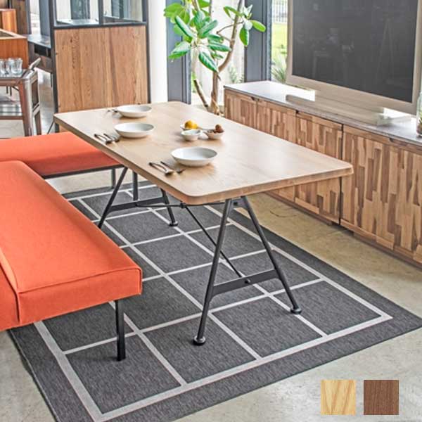 乐天商城 - ダイニングテーブル ブラウン/ナチュラル 幅150 ダイニング テーブル 食卓 4人用 スチール脚 天然木 アッシュ材 ウォルナット材 木製テーブル シンプル/北欧/シック/モダン/和モダン おしゃれ