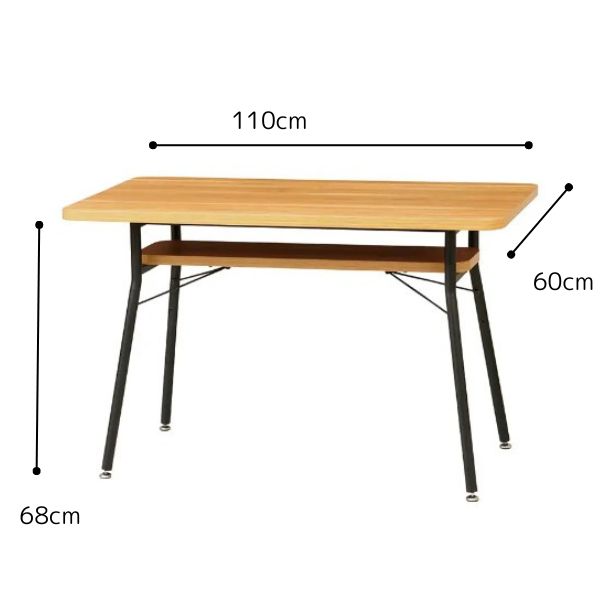 110 ダイニングテーブル ブラウン/ナチュラル/ストーングレー 幅110cm 食卓 リビングテーブル 長方形 スチール脚 カフェテーブル 作業台 テーブル 幅110cm 奥行60cm 高さ68cm 北欧/和風/ナチュラル/ベーシック [2]