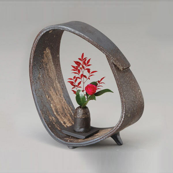 輪型一輪花入 (大) 信楽焼