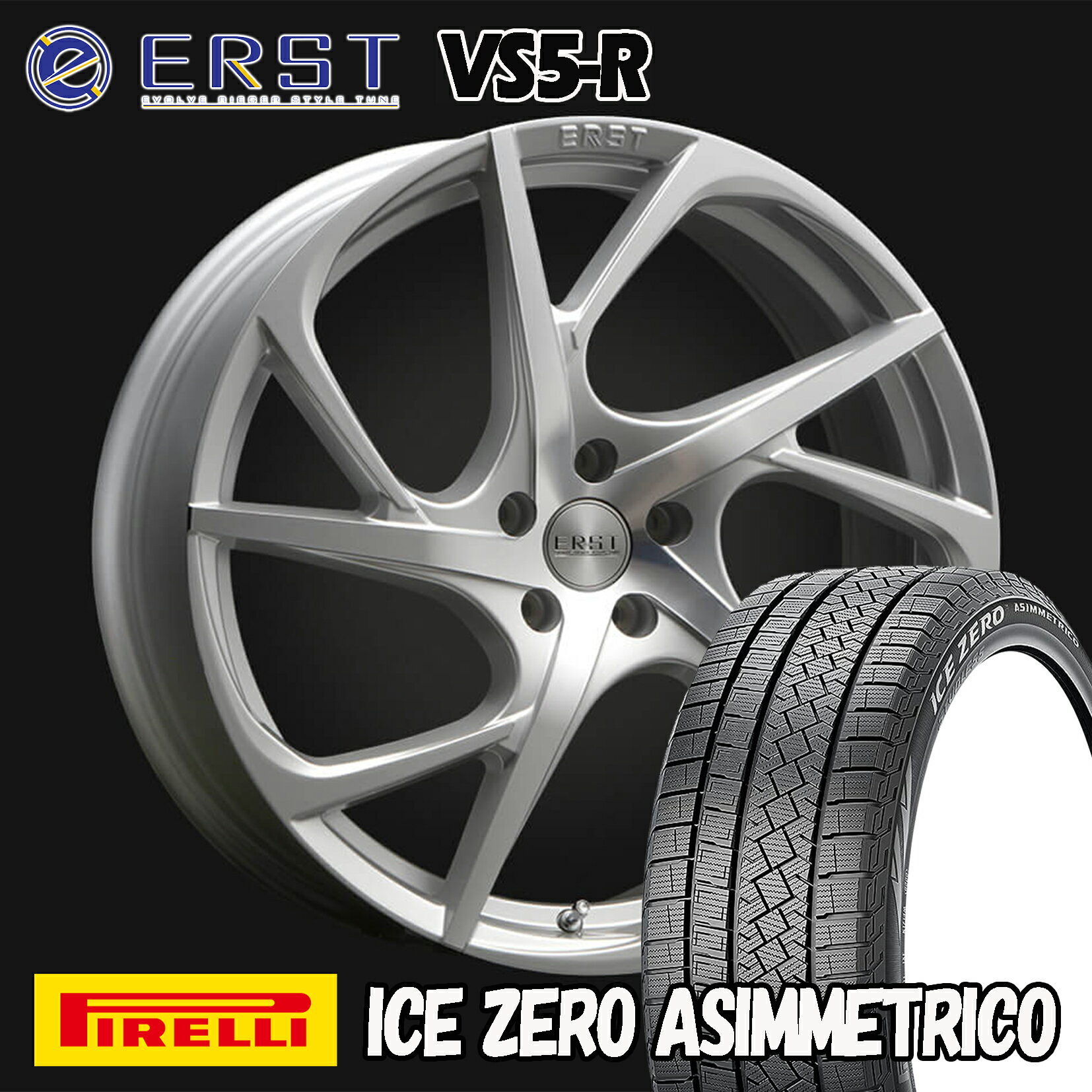 ERST VS5-R シルバーポリッシュ 18インチ ピレリスタッドレスタイヤセットV40(MB/MD)用
