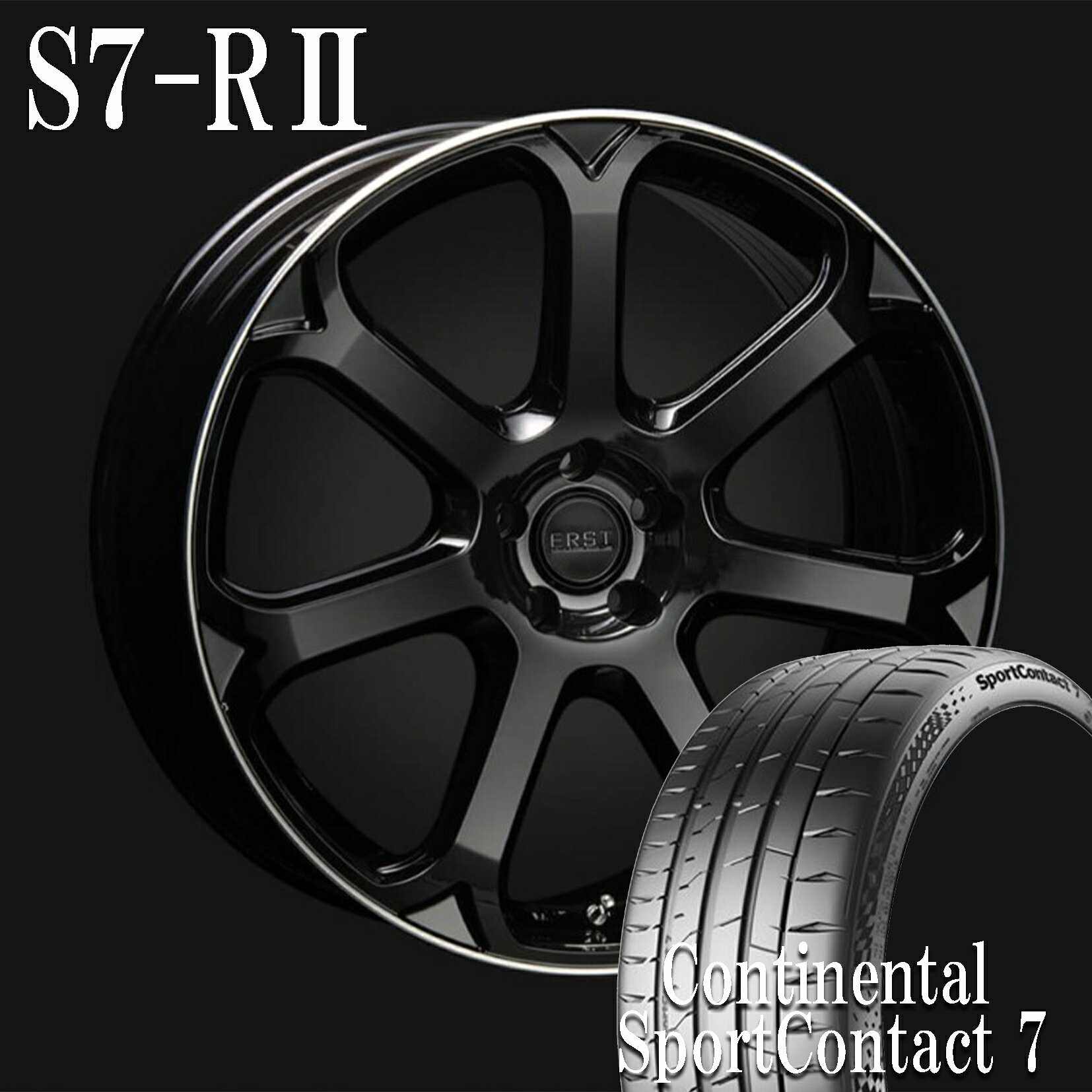 ★5月15日限定ポイント3倍★ERST WHEEL S7-R2 21×8.5J (48) グロスブラック/リップポリッシュ ボルボ V90/S90(PB/PD)用 コンチネンタルタイヤ4本セット！