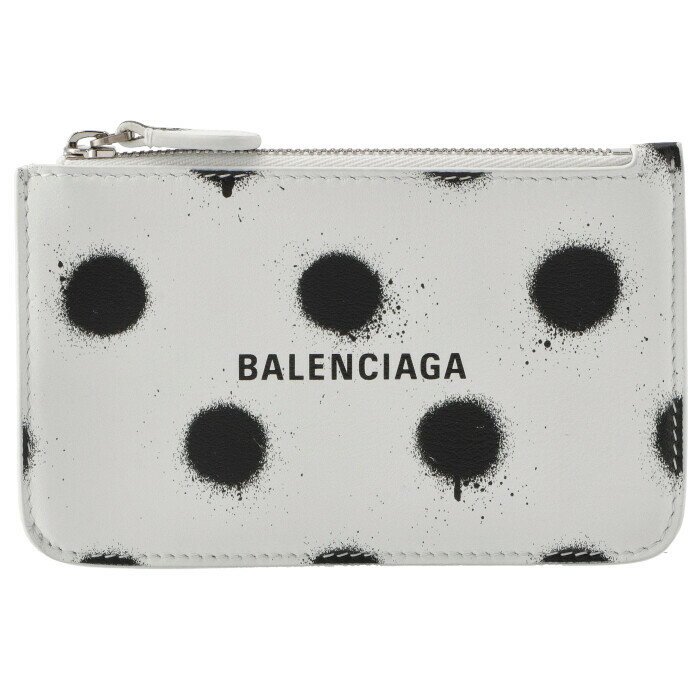 バレンシアガ BALENCIAGA カードホルダー＆コインケース ミニ財布 フラグメントケース スプレードット ホワイト×ブラック 637130 1WVG3 9188