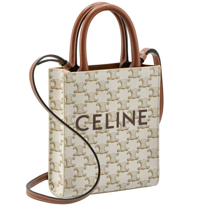 セリーヌ CELINE ショルダーバッグ ミニ バーティカル カバ トリオンフ キャンバス ホワイト系 19437 2BZK 01BC