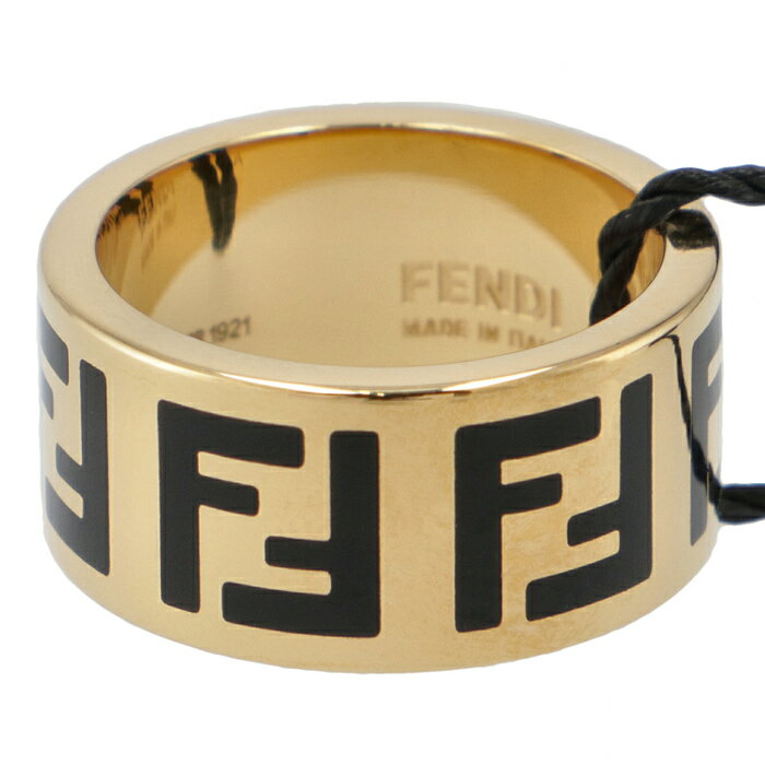 フェンディ プレゼント レディース フェンディ FENDI リング FFロゴ 指輪 レディース ブラック×ゴールド 8AG945 TL9 F0RNG