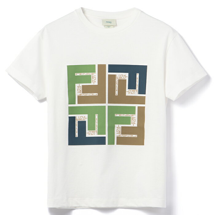 フェンディ FENDI 【大人もOK】キッズ Tシャツ マクロパズルロゴ 半袖シャツ クルーネック ショートスリーブ 2024年春夏新作 JUI158 7AJ F14OT