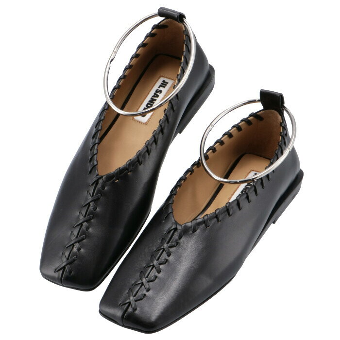 ジル サンダー JIL SANDER バレエシューズ アンクルブレスレット フラットシューズ 靴 ブラック JS30217A 12010 001のサムネイル