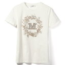 マックスマーラ MAX MARA Tシャツ ELMO 刺繍ロゴ 半袖シャツ クルーネック ショートスリーブ ラインストーン 2024年春夏新作 2411941011 0003