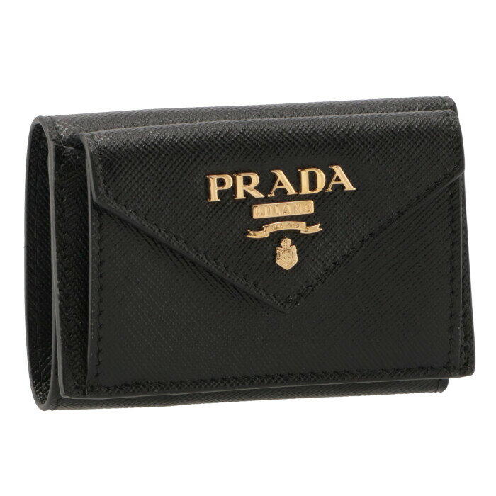 プラダ 財布（レディース） プラダ PRADA 三つ折り財布 ミニ財布 レディース サフィアーノ ブラック 1MH021 QWA 002【CP-1500】