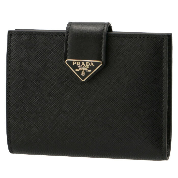 プラダ PRADA 財布 二つ折り サフィアーノトライアングル ミニ財布 レディース ブラック 1MV204 2DYG 002【CP-1500】