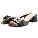 ロジェ ヴィヴィエ ROGER VIVIER ミュール トレ ヴィヴィエ ストラス バックル パテントレザー ブロックヒール スライドサンダル ミドルヒール R...