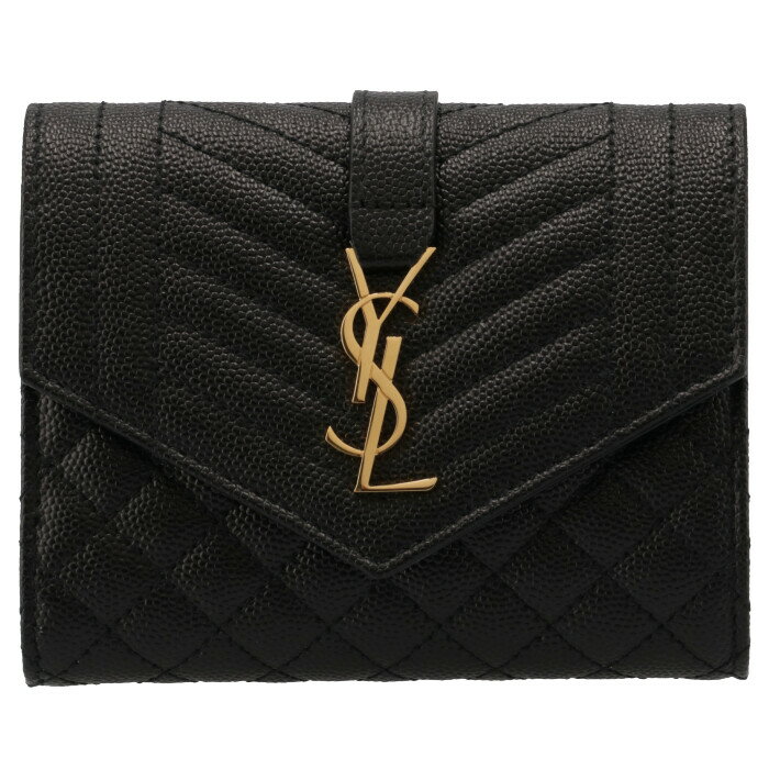 サンローラン パリ SAINT LAURENT PARIS 財布 三つ折り ミックスマテラッセ コンパクトウォレット ブラック 651028 BOW91 1000