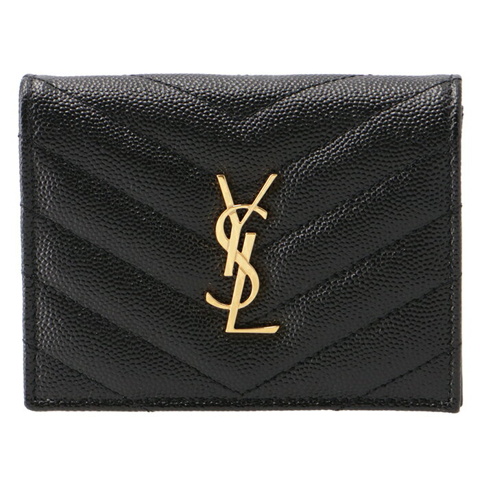 サンローラン パリ SAINT LAURENT PARIS 財布 二つ折り ミニ財布 キルティングレザー モノグラム MONOGRAMME ブラック 668290 BOWA1 1000