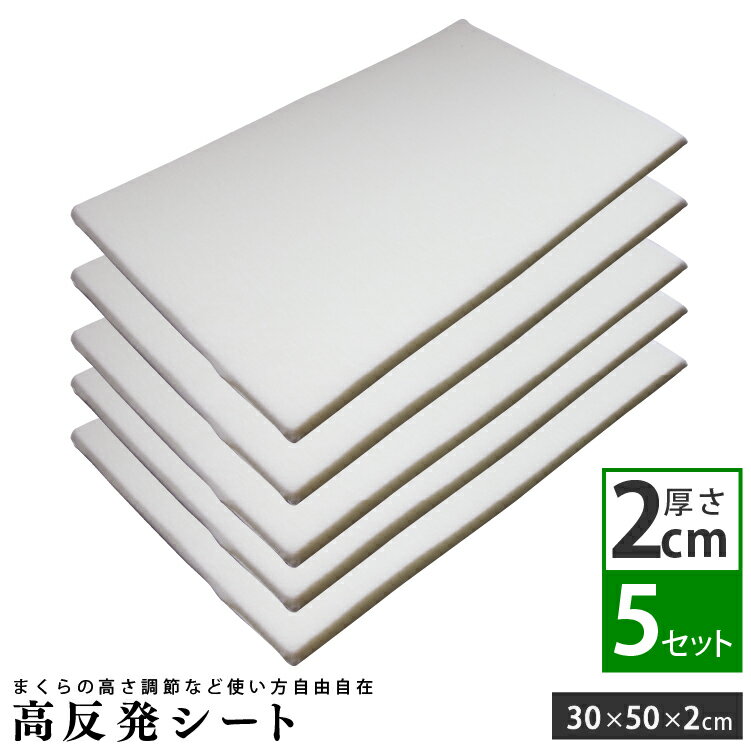 高さ調整シート (2cm) 5枚セット 30×50cm 高反発ウレタン 枕用 | 枕 高反発 高反発シート 安眠 快眠 快眠グッズ 高さ調整 高さ調節 硬め 高め 便利グッズ ウレタンシート 高反発マット 調整 調節 高さ 微調整 ウレタン セミオーダー カスタム カスタム枕 肩こり 首こり