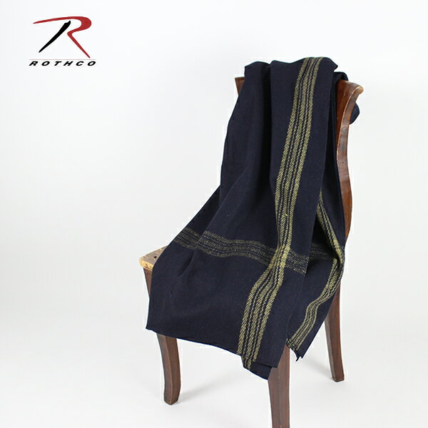 ROTHCO ロスコ / WOOL BLANCKET 『NAVY/GOLD STRIPE』 『ブランケット ひざ掛け 大判 毛布 157×203cm ウールブランケット』 『ROTHCO1081』 2