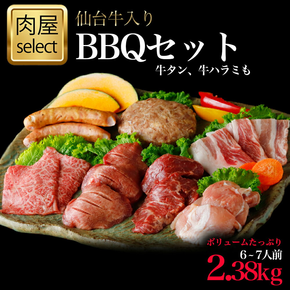 ＼牛タン生ハンバーグ★プレゼント対象／仙台牛入り BBQセット 2.38kg　 バーベキューセット　アウトド..