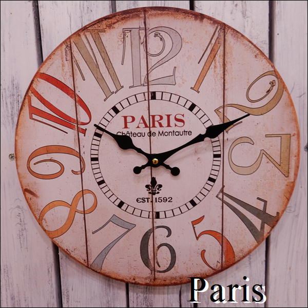 壁掛け時計 Parisデザイン 直径34セン