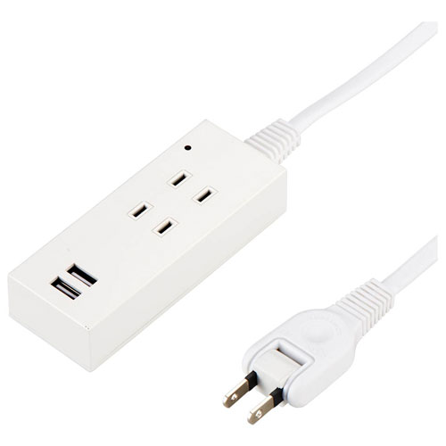 ヤザワ Y02K4015WH2U ホワイト 雷ガード付2AC2USB2.1A 2個口 上挿し 1.5m Y02K4015WH2U