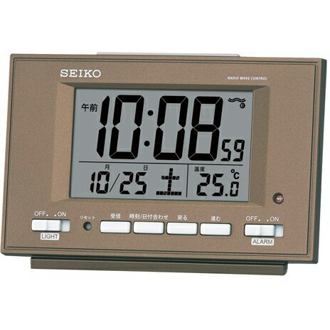 セイコー SEIKO SQ778B 茶メタリック 電波目覚まし時計 