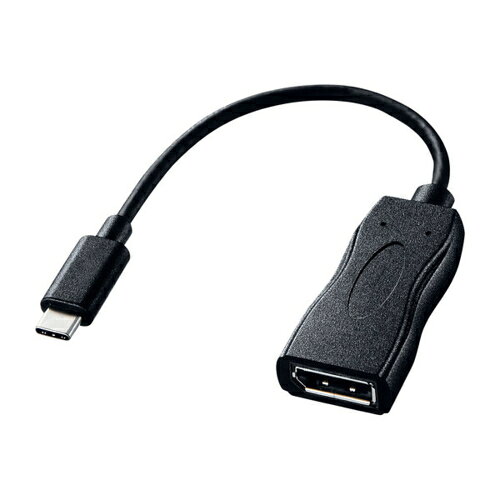 ■映像出力可能なUSB Type-Cポートを搭載したPC本体をDisplayPort入力端子を持つディスプレイ・テレビに接続するときに使用する変換アダプタケーブルです。■「Displayport Alternate Mode(ディスプレイポート オルタネートモード※以下、DP alt modeと記載)」に準拠しているUSB Type-Cポートに接続し、DisplayPortの映像信号に変換するアダプタケーブルです。■4K@60Hz対応パソコンのグラフィックス性能が対応している機種なら、最大4K＠60Hzの解像度での出力が可能です。※PC本体、DisplayPortケーブル、ディスプレイが全て4K@60Hzに対応している必要があります。■外付けディスプレイを拡張ディスプレイ設定にして大画面のワークスペースで作業したり、ミラーモードでプロジェクタなどでのプレゼンテーションに活用したりすることができます。■デジタル音声出力対応※接続するディスプレイやテレビのDisplayPort入力端子が音声に対応している必要がありますADALCDP01コネクタ：USB Type-Cオス - DisplayPortコネクタメス 解像度：最大3840x2160(4K60Hz対応)ケーブル長：約106mmサイズ(メスコネクタ部)：約W25.0mm×D51.5mm×H11.70mm 色：黒ケーブル径：約3.8mm準拠規格：DP alt mode/DisplayPort 1.2Type-CからDisplayPort入力のディスプレイに出力するための変換アダプタ