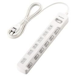 Rakuten - エレコム(ELECOM) T-K8A-2625WH ホワイト 雷ガードタップ 一括&個別スイッチ付 延長コード 2ピン 6個口 2.5m