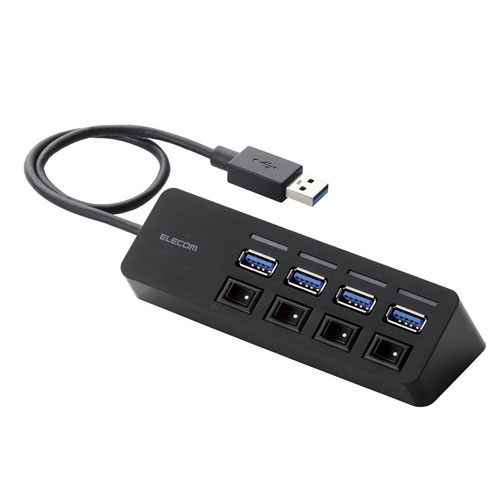 ���쥳��(ELECOM) U3H-S418BBK 4�ݡ���USB3.0�ϥ� �ޥ��ͥåȡ����̥����å�������