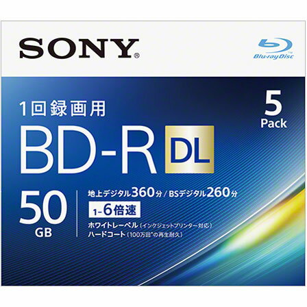 ソニー(SONY) 5BNR2VJPS6 録画用 BD-R ブルーレイディスク DL 2層 50GB 1回録画 プリンタブル 6倍速 5枚 ソニー(SONY) 5BNR2VJPS6 録画用 BD-R ブルーレイディスク DL 2層 50GB 1回録画 プリンタブル 6倍速 5枚