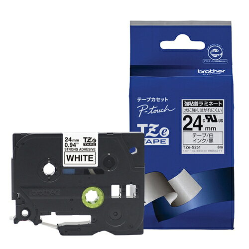 【対応機種】PT-D600・PT-P700・PT-P750W・PT-P900W・PT-P950NWTZES251テープ色：白文字：黒ラベル幅：24mmラベルの長さ：8mピータッチ ラベルライター用 強粘着ラミネートテープ