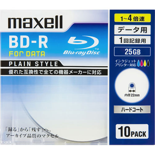 マクセル(ma×ell) BR25PPLWPB.10S データ用 BD-R 25GB 1回記録 プリンタブル 4倍速 10枚