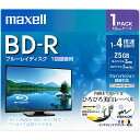 マクセル(maxell) BRV25WPE.1J 録画・録音用 BD-R ブルーレイディスク 25GB 一回(追記) 録画 プリンタブル 4倍速 1枚