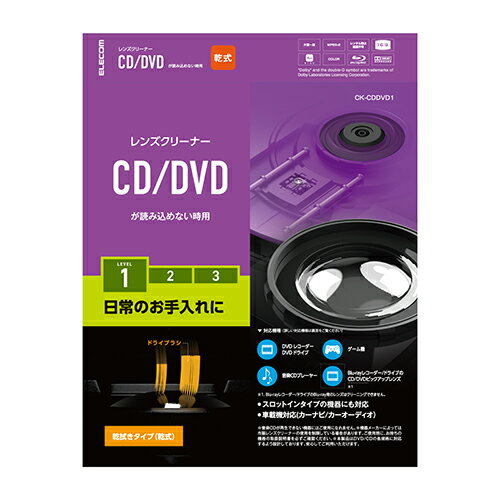 エレコム(ELECOM) CK-CDDVD1 CD/DVD用レンズクリーナー 乾式
