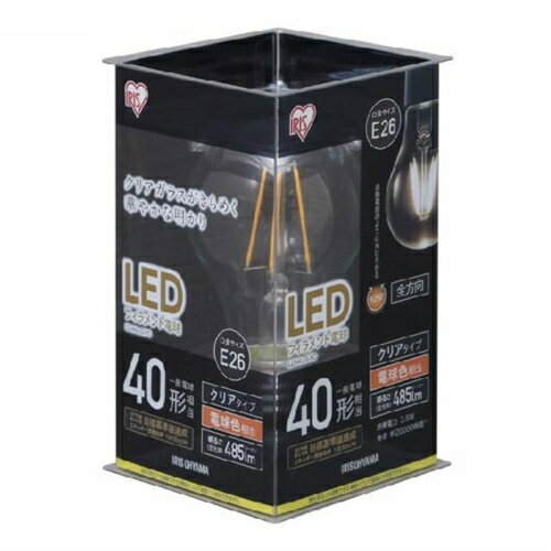 General Light Bulbs - アイリスオーヤマ(Iris Ohyama) LDA4L-G-FC LED電球 フィラメント クリア E26 電球色 40W形 485lm 密閉器具対応