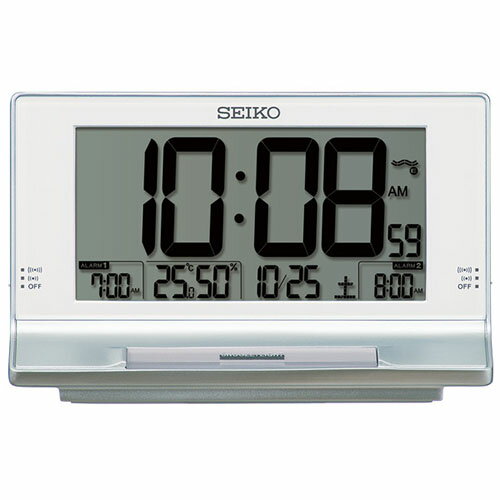 セイコー SEIKO SQ322S 銀色メタリック 電波目ざまし時計 夜でも見える SQ322S