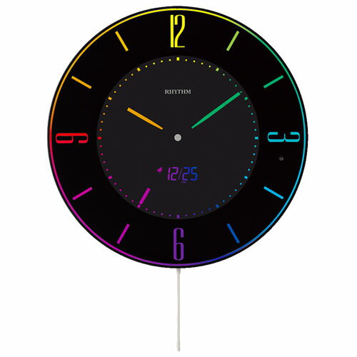楽天ワンズマート楽天市場店リズム時計 8RZ197SR02（黒） Iroria A（イロリア エー） AC電源デジタル掛置兼用時計