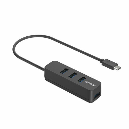 ■USB 3.2(Gen 1)規格の機器を接続可能■3ポートを上面に配置■背面マグネットでピタッと固定■取り回しやすいケーブル長30cmBSH4U320C1BK対応機種：Windows、Mac、Chrome OS対応OS：Windows 11、Windows 10 64ビット/32ビット、Windows 8.1 64ビット/32ビット 、Windows 7 64ビット/32ビット、OS X 10.9以降、Chrome OS電源：バスパワーインターフェイス：　パソコン側：USB 3.2(Gen 1)/3.1(Gen 1)/3.0/2.0/1.1(Type-Cオス)　周辺機器側：USB 3.2(Gen 1)/3.1(Gen 1)/3.0/2.0/1.1(Type-Aメス)最大転送速度：　　　USB 3.2(Gen 1)/3.1(Gen 1)/3.0：最大5Gbps(規格値)　　　USB 2.0：最大480Mbps(規格値)　　　USB 1.1：最大12Mbps(規格値)ケーブル長：約30cm(コネクター部除く)供給電流：4ポート合計2.9A以内外形寸法(幅×高さ×奥行)：約85mm×約22mm×約25mm(ケーブル・突起物含まず)質量：約46g動作保証環境：温度5℃〜40℃、湿度5%〜85%保証期間：6か月間付属品：保証書(パッケージ内面に記載)USB Type-A機器をType-C搭載パソコンで使える