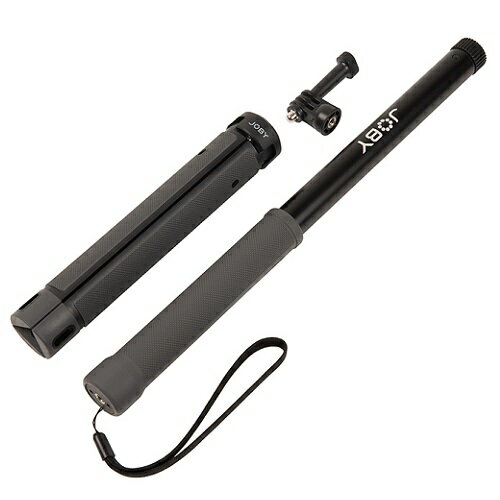 ■伸縮ポールとベース三脚は、それぞれ単独でも組み合わせでも使用可能なモジュラーシステムになっています。■ベース三脚は単独ではミニ三脚として、脚を閉じればカメラのハンドグリップとして使用できます。■単独でセルフィースティックとなる伸縮ポールは、ベース三脚を装着すれば360°カメラ撮影に便利な伸縮ポールスタンドとなります。■伸縮ポールの伸長は最大1200mm。ベース三脚をハンドグリップとして装着すれば、1400mmの長尺ポールとなります。■大人数のグループショットやドローンのような空撮動画も、手持ちで手軽に撮影することができます。JB01657BWW材質：ポリカーボネート、TPE、シリコン、アルミニウム、ステンレス伸縮ポール：伸長1200mm、縮長348mm、自重0.2kg、耐荷重0.5kg(伸長時)ベース三脚：閉脚長200mm、三脚高107mm自重：0.21kg耐荷重：2kgマウントねじ規格：1/4インチ-20付属品：GoProアダプター、リストストラップアクションカメラおよび360°カメラ用スティック