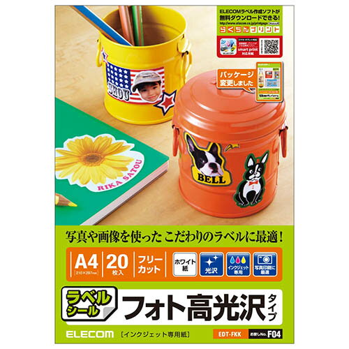 エレコム(ELECOM) EDT-FKK フォト光沢ラベルA4 フリーカット10枚