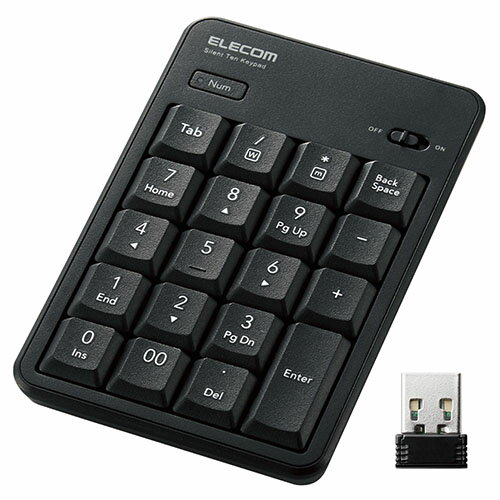 エレコム(ELECOM) TK-TDM022SKBK(ブラック) 無線静音テンキーパッド ワイヤレス USB接続 抗菌 エレコム(ELECOM) TK-TDM022SKBK(ブラック) 無線静音テンキーパッド ワイヤレス USB接続 抗菌