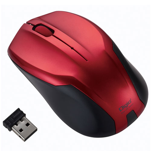 ナカバヤシ MUS-RKT125R レッド USB 無線静音3ボタンBlueLEDマウス
