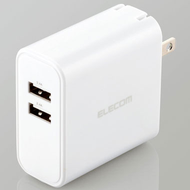 エレコム ELECOM MPA-ACU05WH(ホワイト) 24W AF×2 AC充電器 USB充電器 エレコム ELECOM MPA-ACU05WH(ホワイト) 24W AF×2 AC充電器 USB充電器