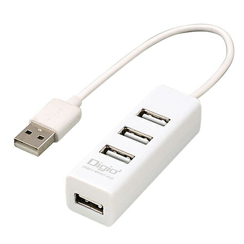 ナカバヤシ UH-2604-W(ホワイト) USB2.0 4ポートハブ/15cm
