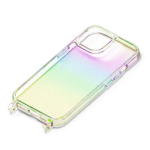 Rakuten - PGA iPhone15用 ショルダーストラップホール付クリアハイブリッドケース オーロラ PG23APT09AR