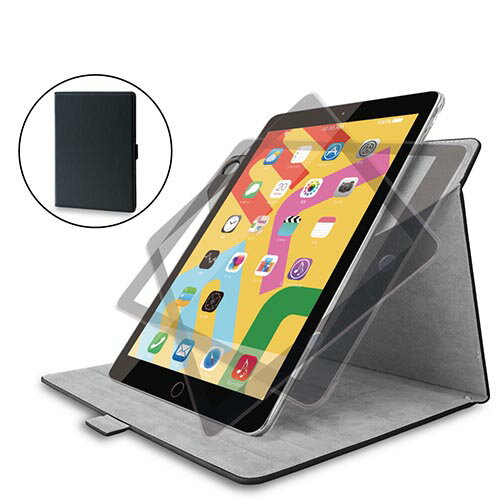 エレコム ELECOM TB-A19R360BK ブラック iPad 10.2インチ 2019年モデル用 手帳型カバー 横開きタイプ TBA19R360BK