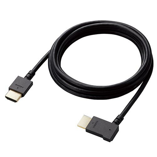 エレコム(ELECOM) CAC-HD14EYR20-BK ブラック HDMI ケーブル HIGH SPEED with Ethernet L字 右向き 2m 4K(2.0)